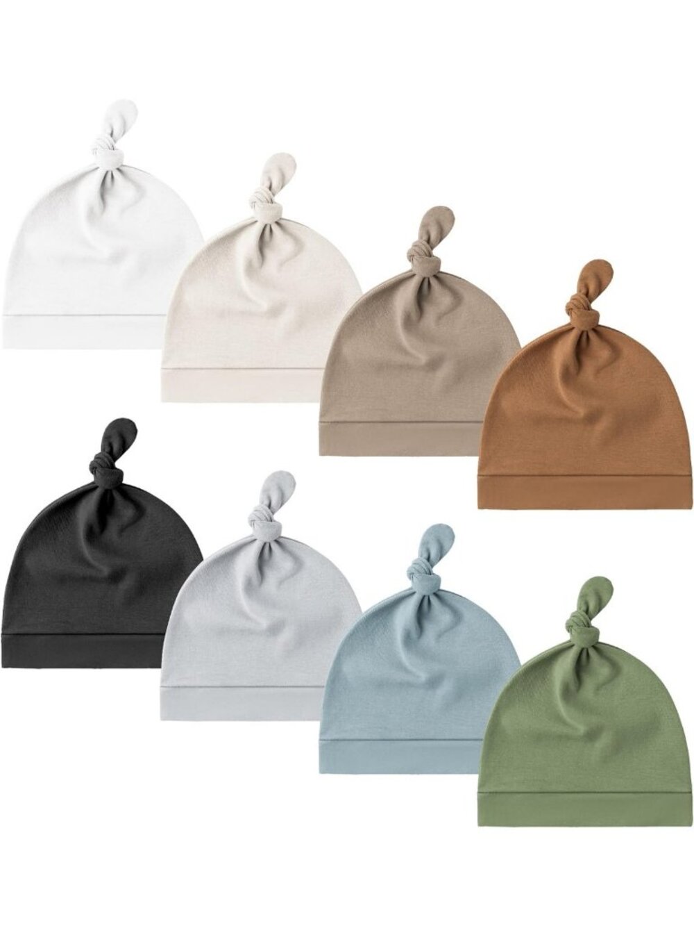 8 Pack Soft Newborn Knot Beanie Hats for Infants, Baby Girls & Boys Caps 0-6M